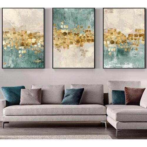 Nordic Style Golden Abstract Color Wall Art Posters and Prints Print For Living Room Corridor Decor Canvas Painting Wall Picture