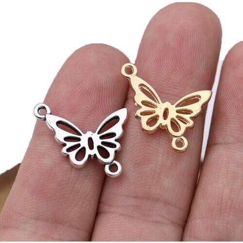 10Pcs Gold Color Butterfly Connectors for Jewelry Making Bracelet DIY Findings Accessories 23x18mm