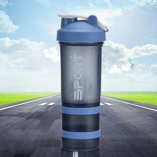 Hot new 450ml Three-layer Whey Protein Powder Shaker Bottle Vortex Protein Shaker Sport Water Bottle