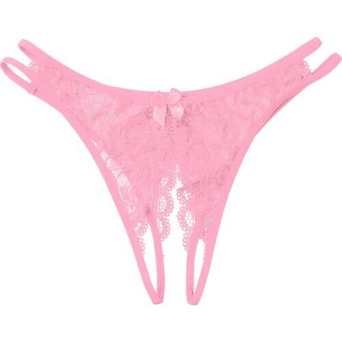 Sissy Sexy Open Crotch Panties Lace Hollow Out Low Waist G-string Male Crotchless T-back Briefs Gay Underwear Clubwear Nightwear