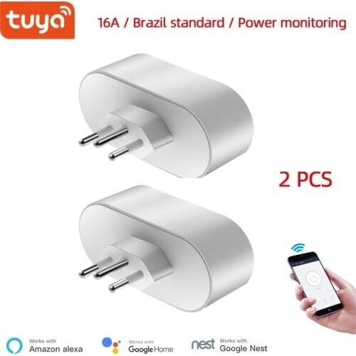 Tomada Tuya Smart WiFi Plug Inteligente Brasileiro 16A Bivolt , Funciona com Alexa