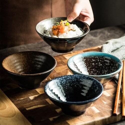Japanese ceramic tableware household ceramic noodles, soup, ramen, rice bowls, living room fruit salad bowl shooting props