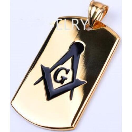 Custom MENS STAINLESS STEEL GOLD MASONIC dog tag Necklace Low Price gold MASONIC DOG TAG hot sales steel paint dog tag