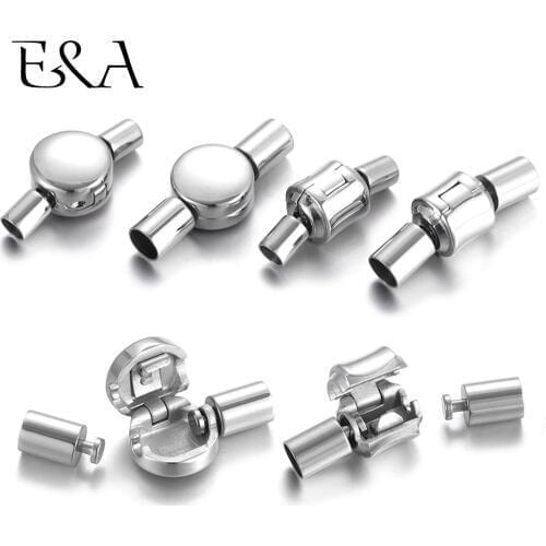 2pieces Stainless Steel Clasps European Clips with End Caps Stopper Hole 3mm 4mm Fit DIY PAN Bracelet Necklace Jewelry Making