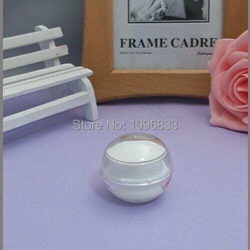 5G Transparent White Acrylic Round Jar, Sphere Cosmetic Sample Jar, Empty Eye Cream Packing Bottle, 100pc/Lot