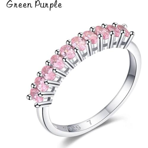 Ring Romantic Pink Cubic Zirconia Real 925 Sterling Silver Luxury Dazzling Finger Rings For Women Wedding Party Jewelry Anel