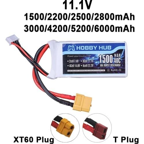 11.1V 1500mah 2200mah 2800mAh 3000mAh 4200mAh 5200mAh 6000mAh Lipo Battery For RC aircraft toys helicopters Airplanes 3s Lipo