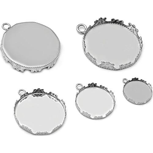 20pcs Pure Stainless Steel Fittings Internal Diameter 12MM-15MM-20MM-25MM Crown Blank Pendant Time Jewel Tray