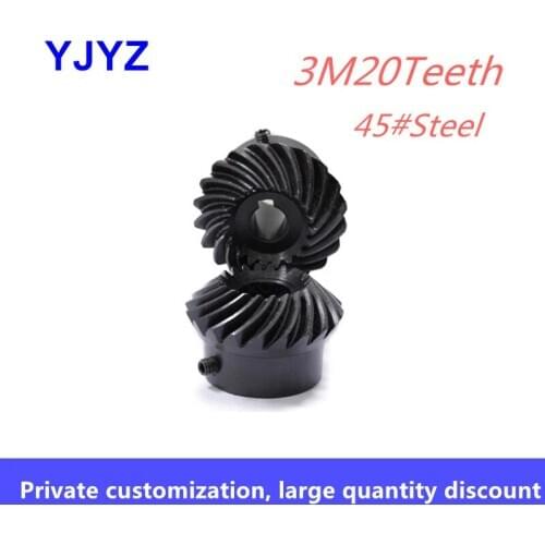 3M 20Teeth match 40Teeth Spiral bevel gear standard inner hole spot 45# steel tooth surface quenched black