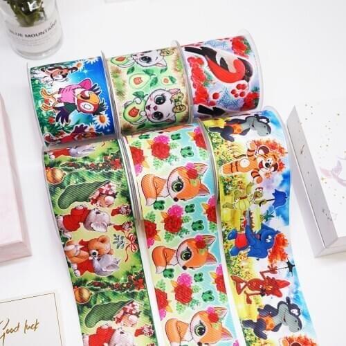 DIY Cartoon Animal Printed Grosgrain Ribbon For Craft Supplies Sewing Accessories 5 Yards. 47271