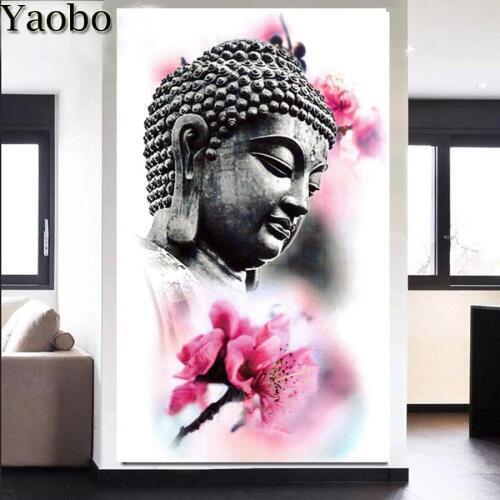 5D DIY Diamond Painting Full Square zen buddha flower Diamond Embroidery Mosaic large size Rhinestone Decorations Home Art