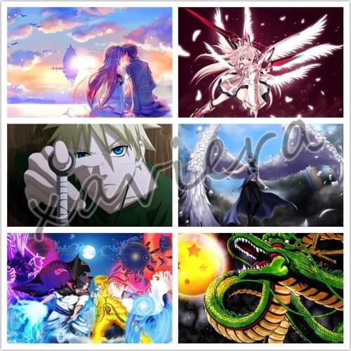 Anime Diamond Painting Pictures Full Round Square Drill Embroidery Rhinestone Mosaic Cross Stitch Wall Sticker for Bedroom Decor