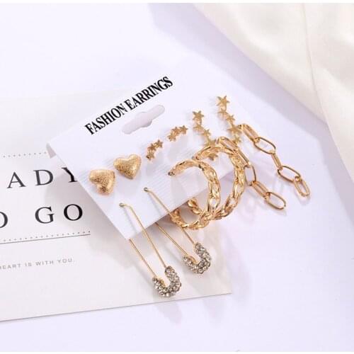 BLINLA Korean Version Bohemia Drop Earrings Set For Women Metal Geometry Earrings 2021 Trend Set Of Earrings Jewelry
