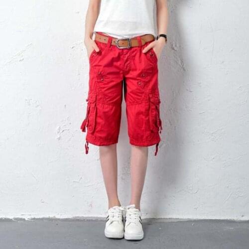 Fashion Knee Lenght Pants Women Casual Loose jogger cargo pants Woman army Green Overalls Trousers plus size 38 Womens Bottoms