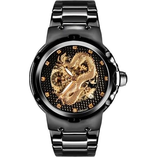 F0RECAST Top Luxury Fashion Series Men quartz Watch 3D CNC Life Waterproof Dragon Face Full Solid MenWatches Wristwatch