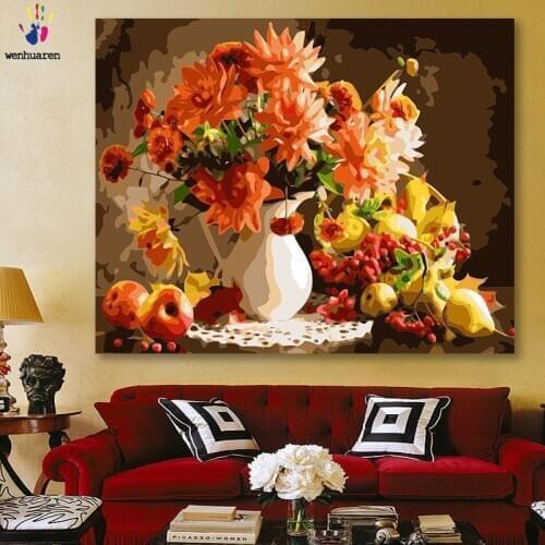 DIY colorings pictures by numbers with colors Vintage floral fruit still life picture drawing painting by numbers framed Home