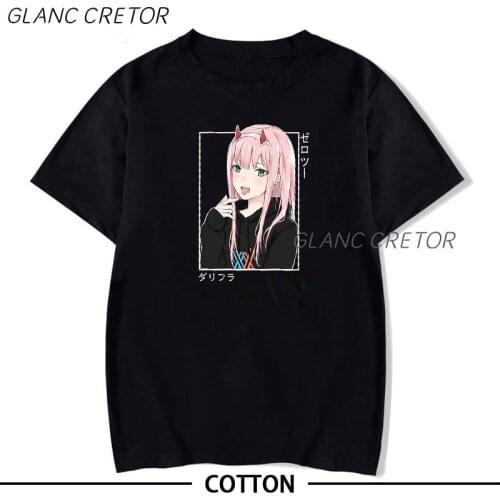 Harajuku Anime Darling In The Franxx Printing T Shirt Men Tops Cotton T-Shirt Hip Hop Oversized T-Shirts Men Japanese Manga Tee