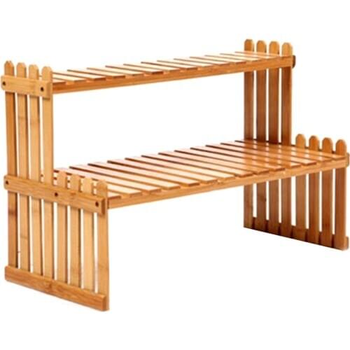 Hot XD-2 Layers Bamboo Storage Rack Kitchen Spice Jar Bottle Seasoning Rack Decoration Organizer Shelf Home Desktop Racks