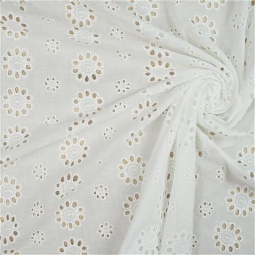 Cotton Lace Eyelet Embroidered Fabrics Cotton eyelet daisy floral lace Fabric for DIY Handmade Sewing Crafts Childrens Wear