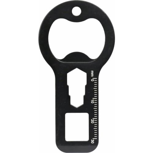 Classic Black Stainless Steel Attached to Keychain Wrench 1/4'' 5/16'' 3/8'' and Ruler 1.25'' Beer Pop-can Bottle Opener