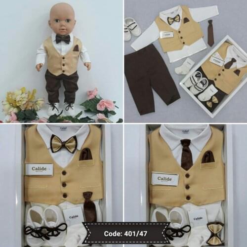 Baby Boys Clothing Newborn Wedding Marriage Costum Suit Tuxedo Baptism Set Shirt Vest Bow Tie Shoes 7 Piece 3 - 6 Months 62 cm