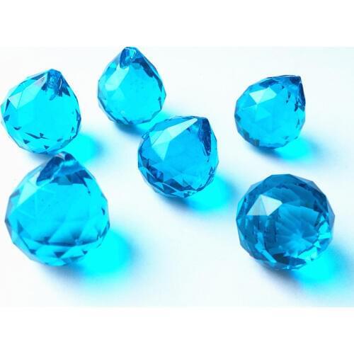 Nice 20mm 50pcs Aqua Crystal Faceted Chandelier Balls Glass Prism Fengshui Suncatcher Pendants Christmas Tree Hanging Decoration