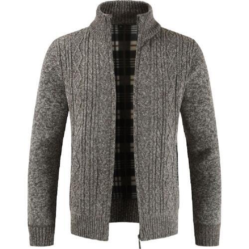 Fashion men knit jacket Autumn Winter thick warm Casual coat mens Stand collar Cardigan New Male zipper outerwear Brand clothing