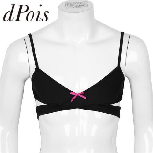 Mens Bra Tops Adjustable Spaghetti Straps Cross Over Back Wire-free No Padded Male Underwear Bralette