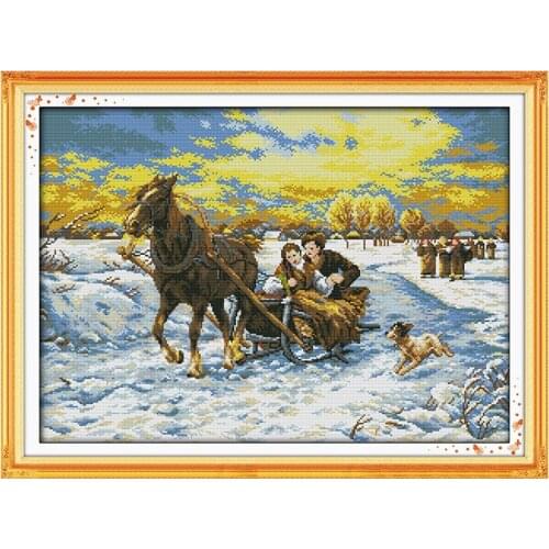 Joy Sunday Embroidery Cross Craft Needlework Character Pattern Home Decoration Sewing Kit Home Decoration Gift Embroidery Kit