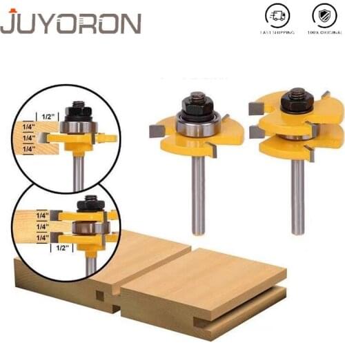 2pcs 1/4" Shank V Groove & Matched Tongue Router Bit Set premium ball bearings Woodworking cutter