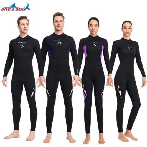 Men Women 3 MM Neoprene Elastic Diving Suit Swimsuit Snorkeling Surfing Warm Fishing One-Piece Wetsuit With Kneepads Back Zipper