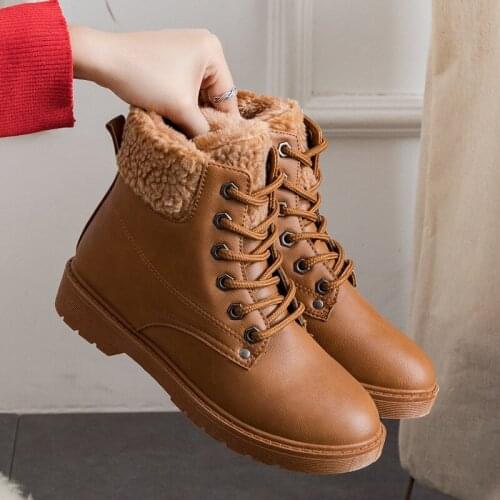 2021 New Fashion Winter Snow Boots Womens Conform Short Boots Warm Waterproof Snowproof Cotton Shoes Lace Up Students