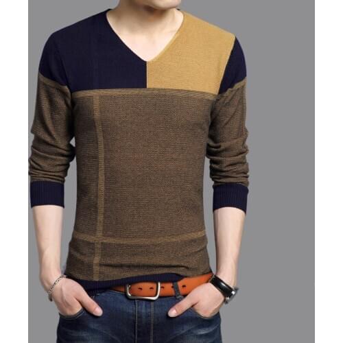 2020 new social cotton sweater mens splice pullover sweaters casual crocheted knitted sweater men masculino jersey clothes M004