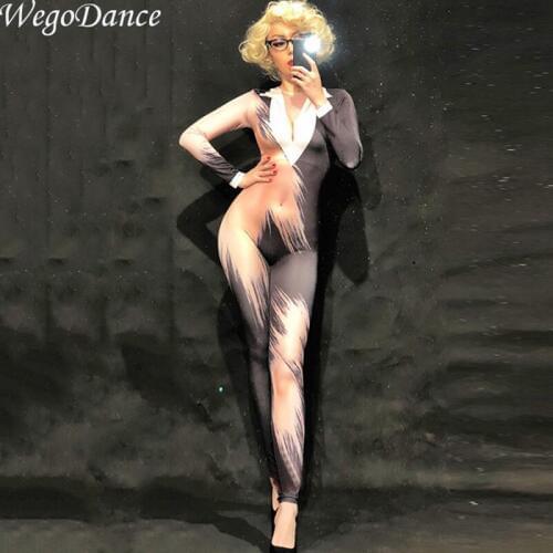 New White Tassel Sparkling Crystals Sexy Jumpsuit Bling Women Costume Nightclub Birthday Party Performance Stage Wear Clothes