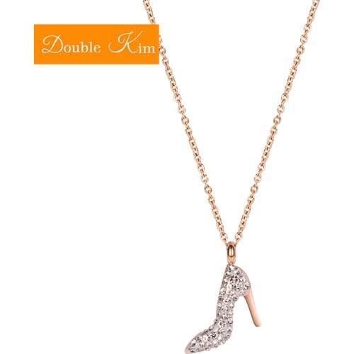 Zircon Heels Pendant Necklace Titanium Stainless Steel Chain Necklace Inlaid Zircon Trendy Women Jewelry Gift Dropshipping