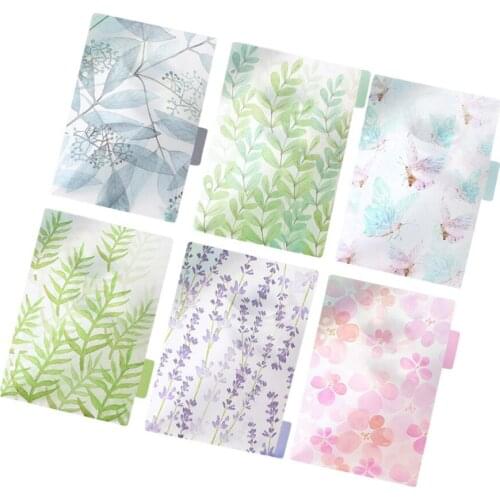 6pcs A5 Notebook Binders Dividers Set 6 Holes Ring Colored Transparent Divider Page Tab Cards PP Colorful Classification