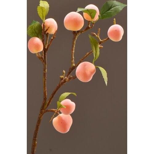 Peach Artificial Fruit Ornaments Decorations Plastic Settlements For Balconies Pomegranate High-grade 4 Head Simulation Flower