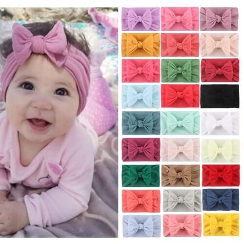 27Pcs Wholesale Baby Girl Bow Headband Fashion Solid Color Headbands Infant Clothes Accessories Sweet Newborn Photography Props