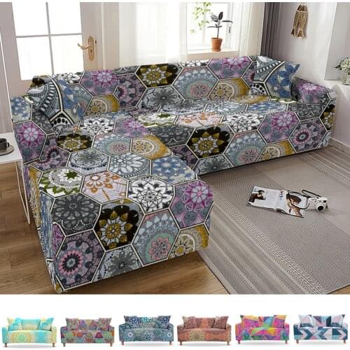 3D Mandala Stretch Slipcovers Sofa Cover for Living Room Sectional Couch Cover 2/3 Seater funda de sofá L Shape Sofa Need 2pcs