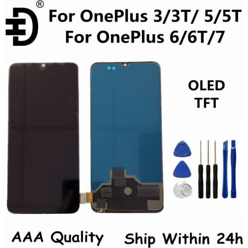 Tested OLED LCD For OnePlus 6 6T 7 LCD Display Touch Screen Digitizer Assembly For One Plus 3 3T 5 5T LCD Screen Replacement