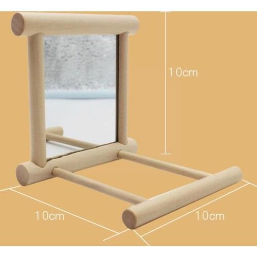 Bird Mirror Wooden Play Toy with Perch For Parrot Finch Lovebird Budgies Pet Parakeet Conure Cockatiel