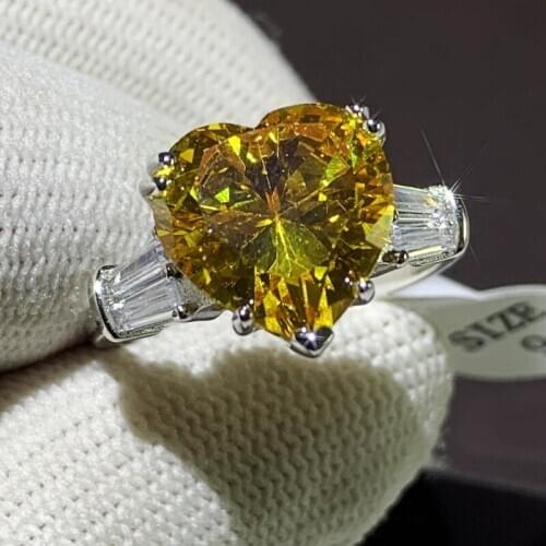 Victoria Classic Jewelry Real 925 Sterling Silver Gold Topaz CZ Diamond Popular Party Promise Women Wedding Engagement Band Ring