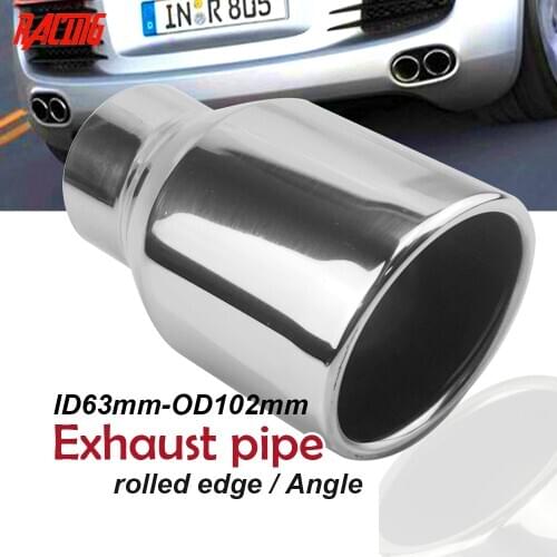 1 piece high quality Stainless Steel Car Exhaust Tip Rolled edge Slant Inlet63mm-102mmOutlet car pipe