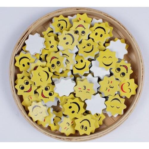 10-50Pcs/lot Random Pattern Natural Flower Shape Wooden Beads Loose Spacer Beads for Making Pacifier Clips Crafts Accessories