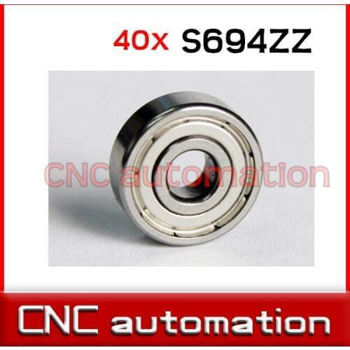 40pcs 694 S694ZZ S694-2Z 4*11*4mm Miniature stainless steel deep groove Radial shaft ball bearing