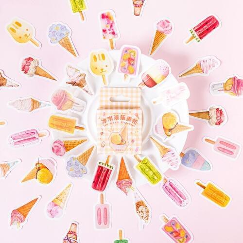 46PCS/PACK Kawaii Cute Ice Cream Summer Sticker Diary Marker Planner School Supplies Stickers Scrapbooking Bullet Journal sl2002