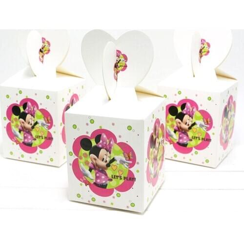 6pcs/lot Minnie Mouse Candy Box Gift Box Kids Favor Boxes Minnie Mouse Birthday Party Supplies Wedding Baby Shower Decorations