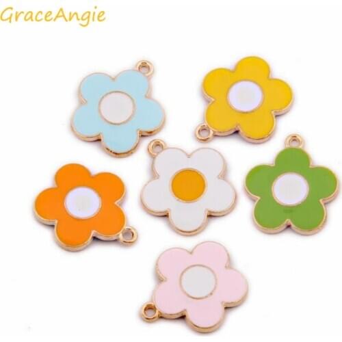 6pcs/lot Mixed Alloy Flower Enamel Christmas Charms Necklace Pendant Jewelry Bracelet Beads Pendants Charms DIY Jewelry Findings