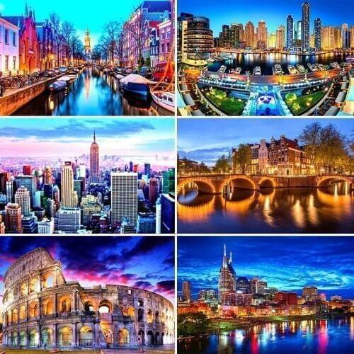 DIY Diamond Painting 5D Paint By Number Accessories Landscape Full Square Embroidery Night City Mosaic Home Decoration