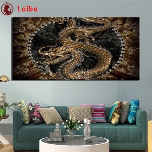 DIY Diamond Painting Abstract animal art, golden dragon Full Square Diamond Embroidery Cross Stitch sets Mosaic Handmade Gift